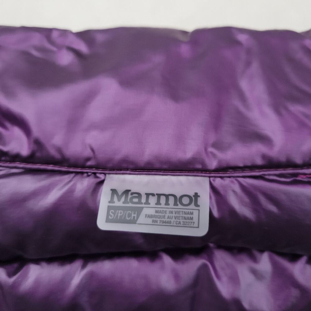 Marmot Womens Quasar Lightweight Down Puffer Jacket Small Purple Grape Excellent - Picture 8 of 12